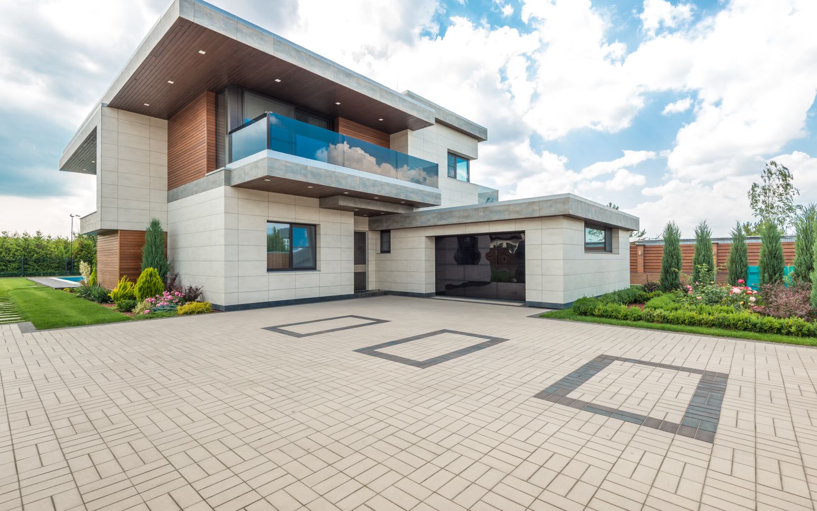 Clean residential driveway after pressure washing